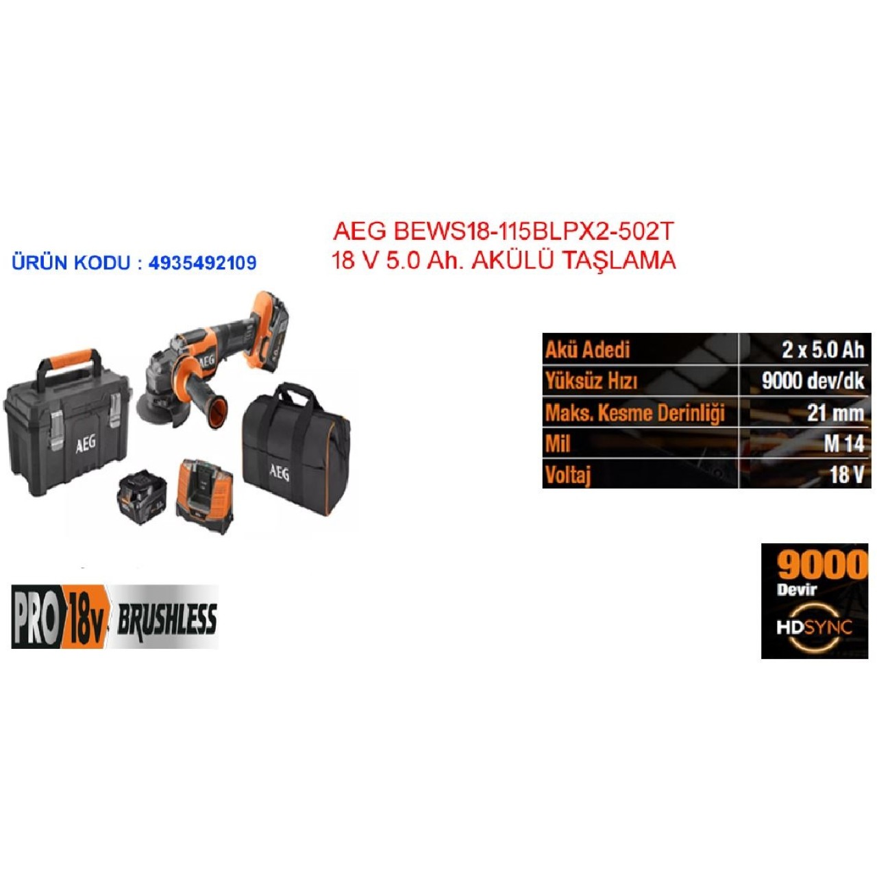 BEWS18-115 BLPX2-502T AKÜLÜ TAŞLAMA