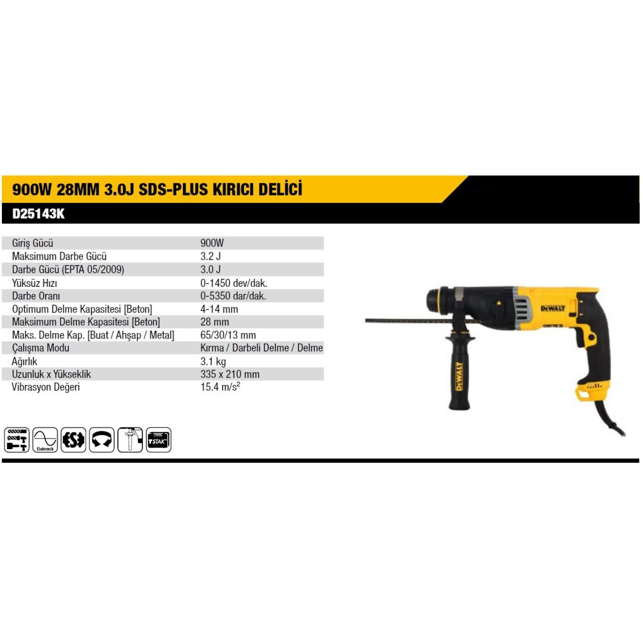 DEWALT 900W 28MM KIRICI DELİCİ PNÖMATİK MATKAP