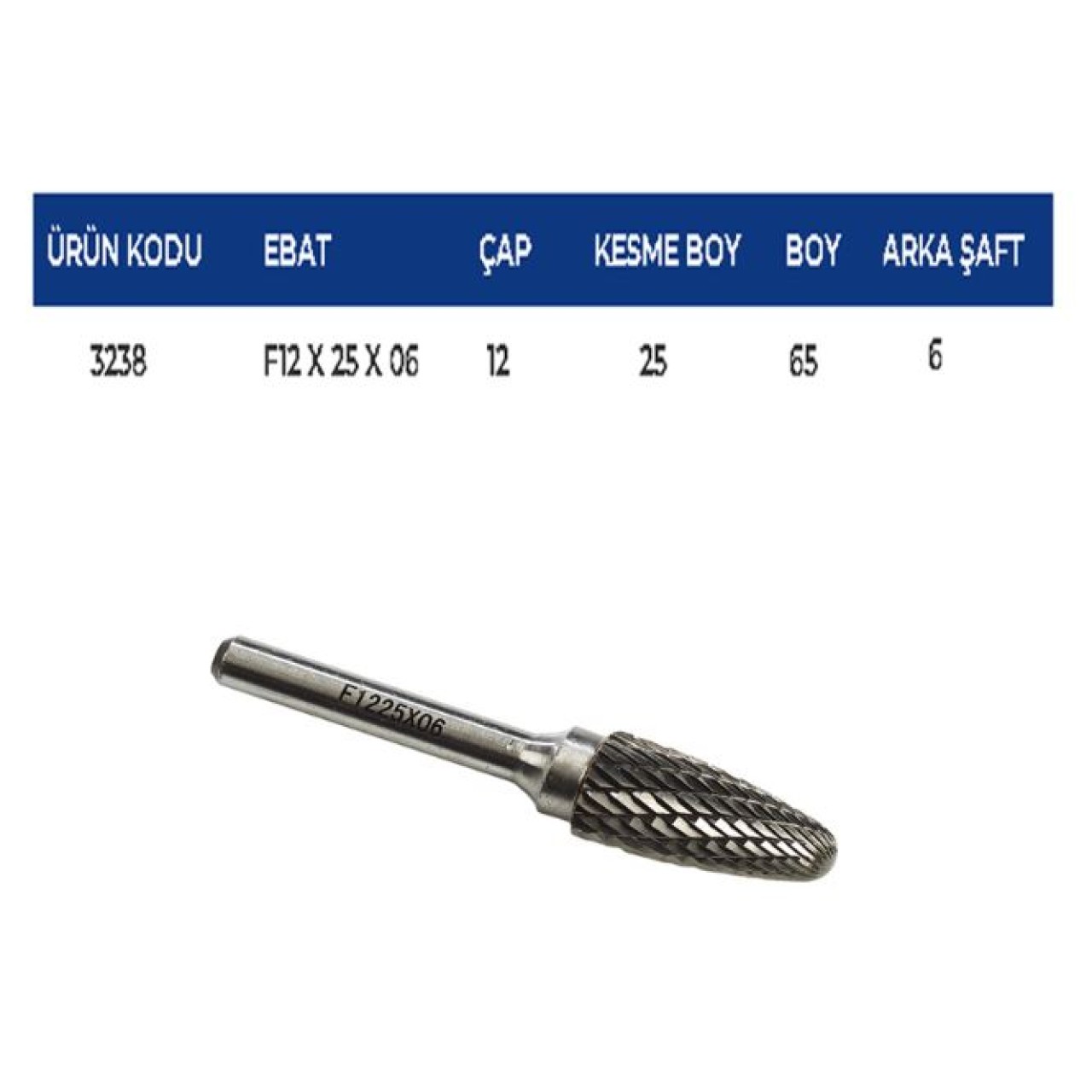 F12X25X06 KÜRE UÇLU ÇAM KALIPÇI FREZE