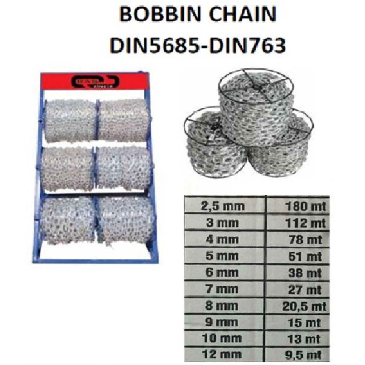 MAKARALI ZİNCİR BEYAZ 12MM 9,5MT