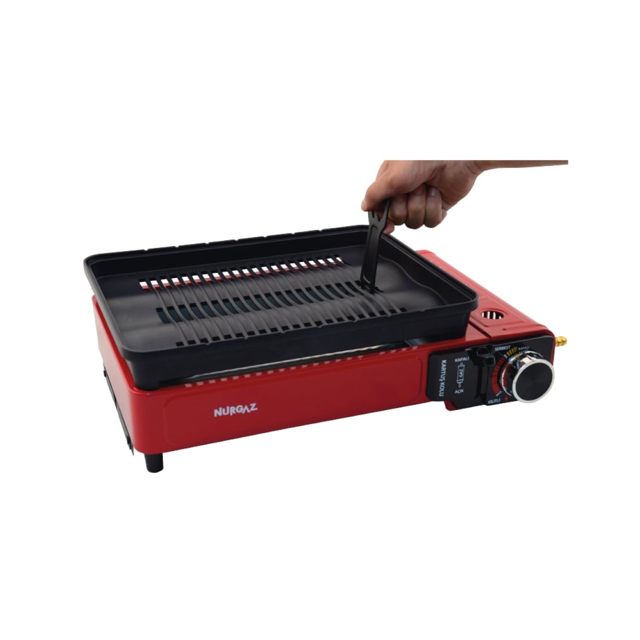 PORTATİF GAZLI BARBEKÜ VE PİŞİRME SETİ KIRIMIZI