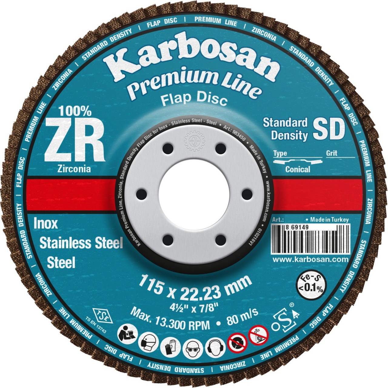 PREMİUMLİNE FLAP DİSK ZR ZXPR22 SD 115MM 60 KUM KONİK