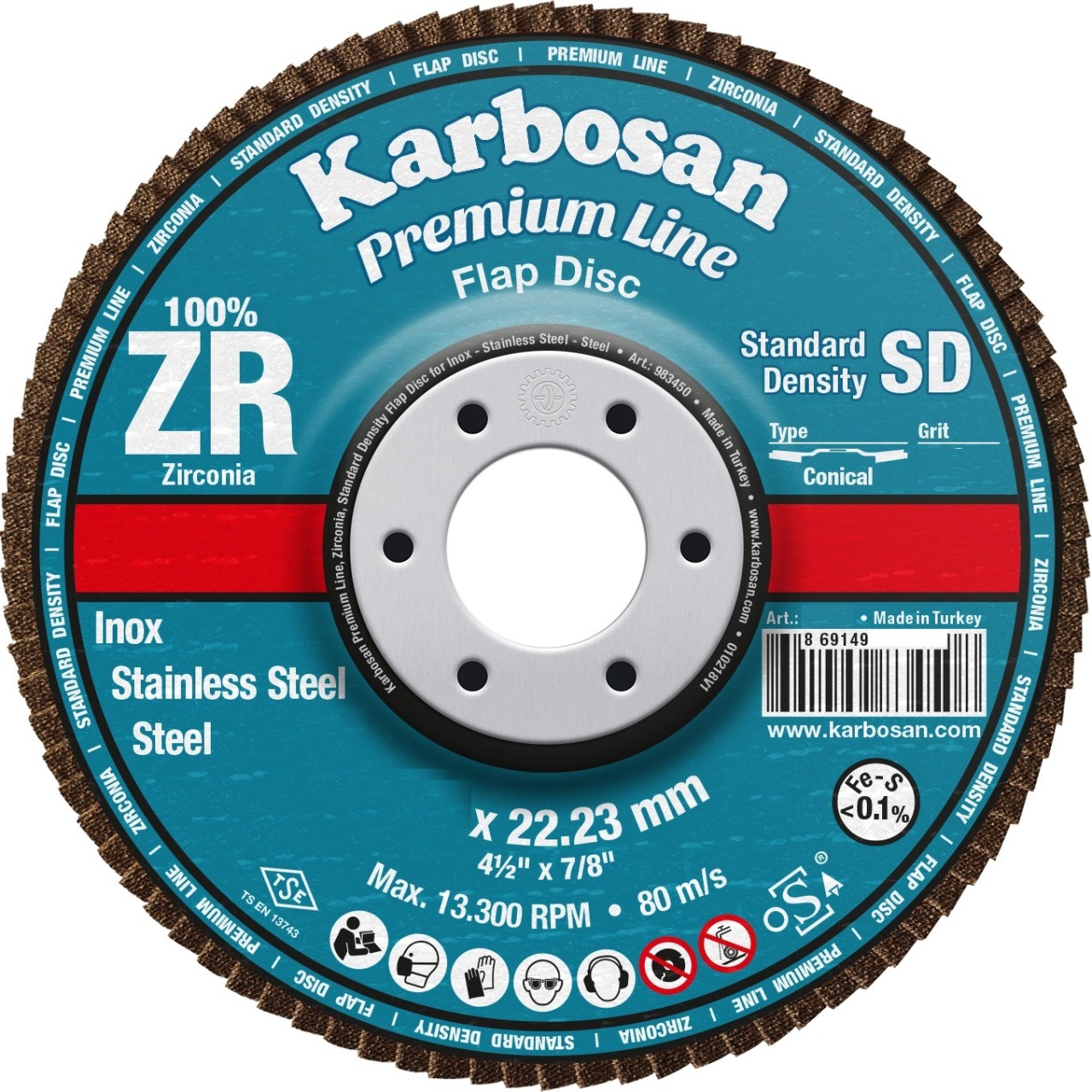 PREMİUMLİNE FLAP DİSK ZR ZXPR22 SD 180MM 40 KUM KONİK