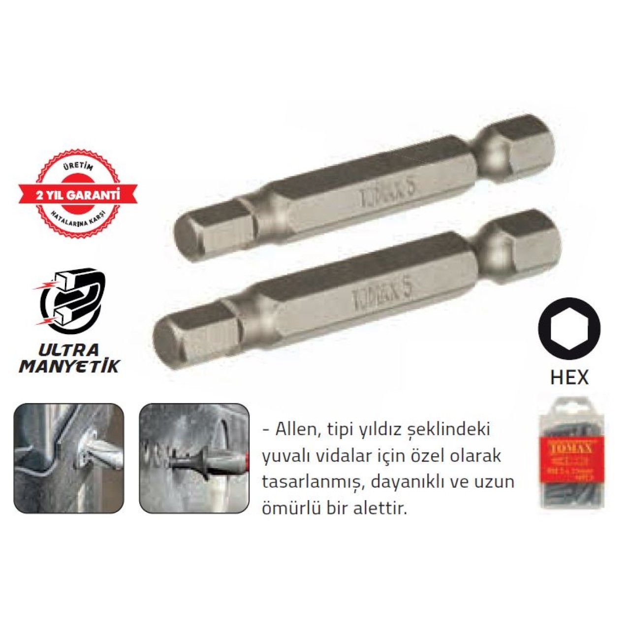 TOMAX ALLENLİ BİTS 3MM HEX 3X50